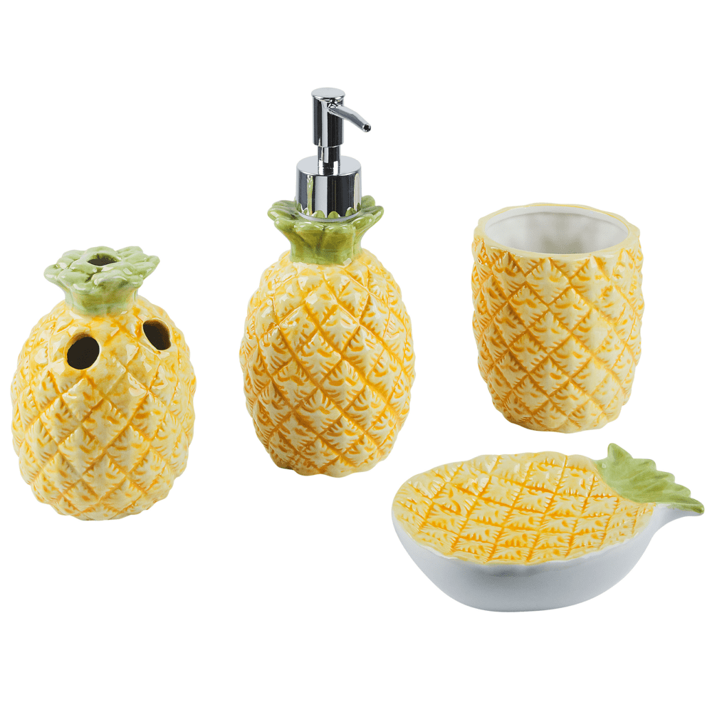Beliani 4 dielna sada kúpeľňových doplnkov ananásová žltá MAICAO